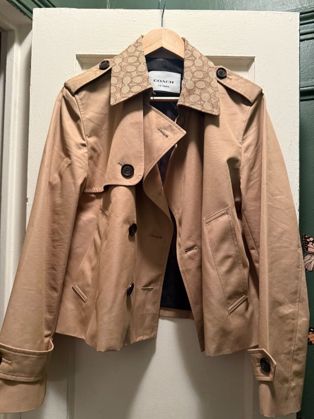 Coach Short Trench Coat With Signature Collar
